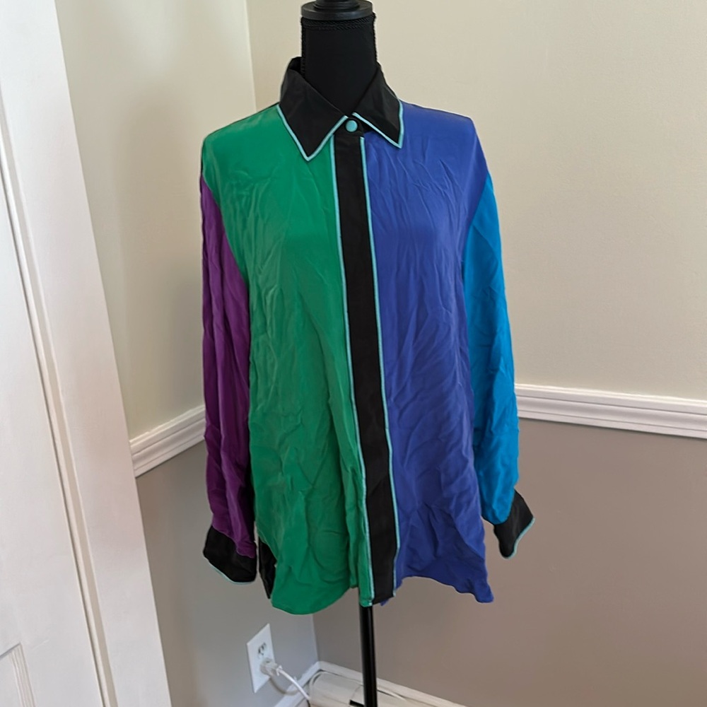 Bob Mackey Color Block Top 100% Silk